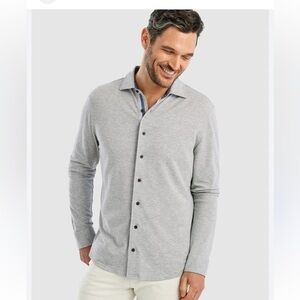 Johnnie-O Gray Jeffery Knit Button-Up Shirt